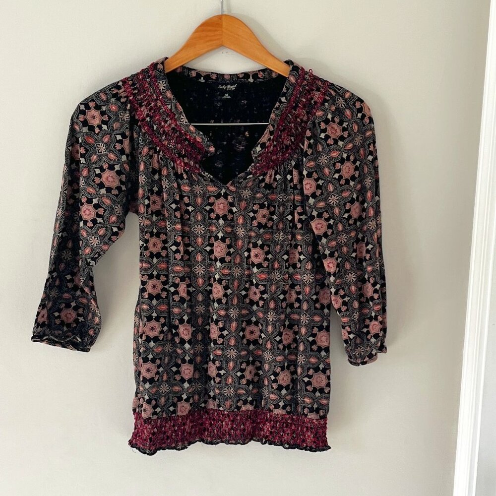 Lucky Brand Women's Boho V-neck Blouse Size Medium